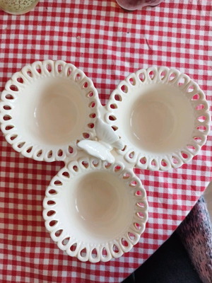 Κεραμικό σετ 3 μπολ ενωμένα για ξηρούς καρπούς μεταχειρισμένο