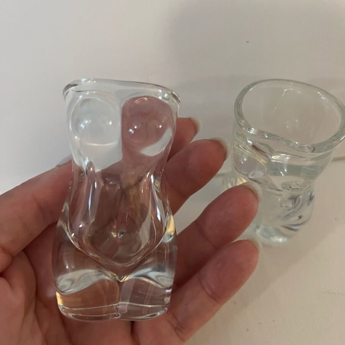 Glass shot glasses like new, set of 2, female body shape