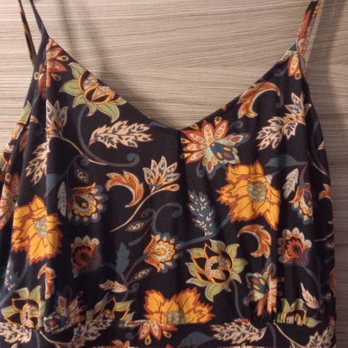 BonPrix maxi dress like new, floral black, organic cotton, sizes 48-50