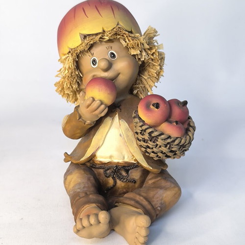 Decorative figure boy with apple head resin like new