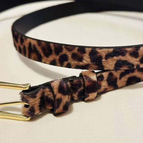 H&M Leopard Pony Hair Belt New Adjustable 80-90cm Brown Gold