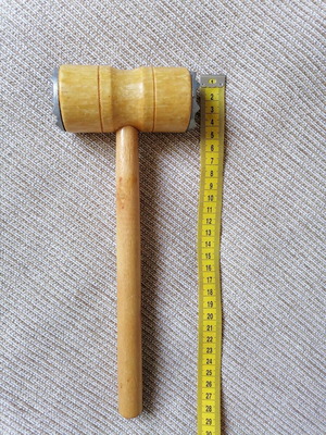 Wooden meat hammer like new, 27 cm, with metal surfaces