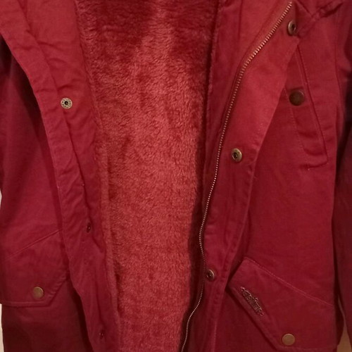 Evita Parka Jacket waterproof with inner fur, size 10, burgundy like new