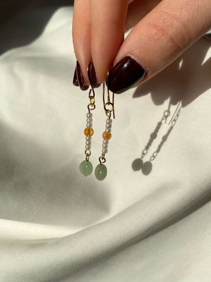 Handmade steel dangle earrings with natural semi-precious stones made to order