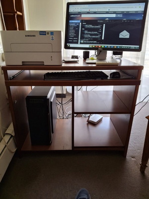 Wooden computer desk like new with keyboard tray and CPU space