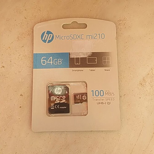 HP MicroSDHC 64GB U1 Class 10 memory card new with SD adapter