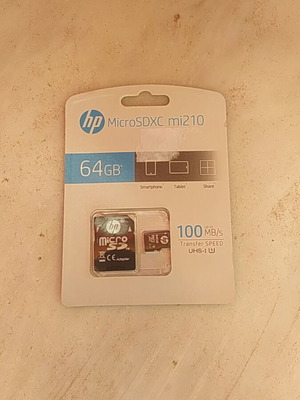 HP MicroSDHC 64GB U1 Class 10 memory card new with SD adapter
