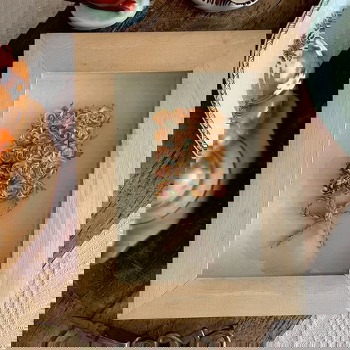 Αποξηραμένα λουλούδια σε ξύλινο κάδρο 3-D μεταχειρισμένα