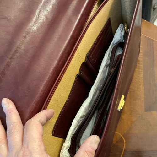 Bianchi leather briefcase new, burgundy
