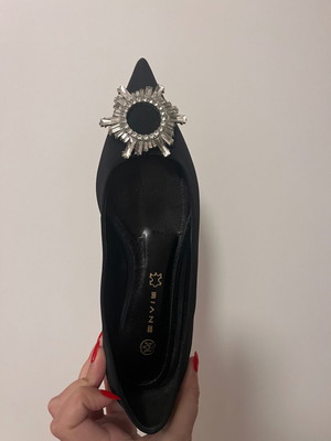 Γοβάκια flat Envie μαύρα size 38 με κρυστάλλινο στολίδι καινούργια