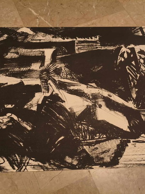 Original woodcut by P. Tetsis like new, numbered and signed