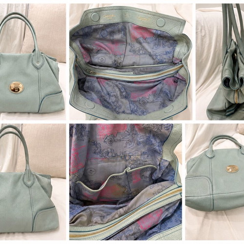 Lancel Paris τσάντα ώμου μεταχειρισμένη, mint green, δερμάτινη