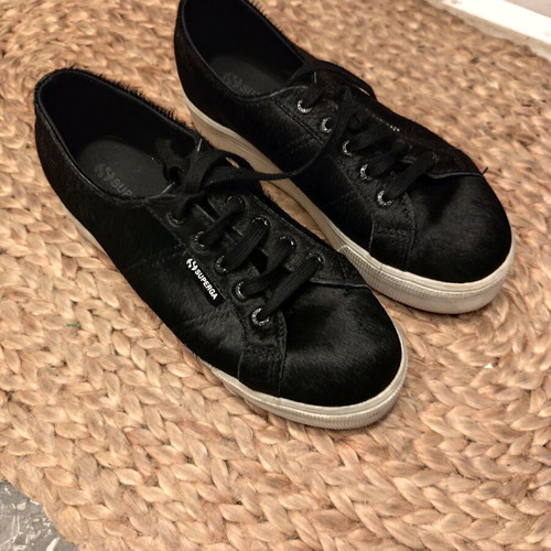Superga black women's flatform athletic shoes like new, size 38