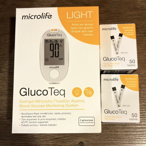 Microlife GlucoTeq blood glucose test strips, 2 pack with meter gift