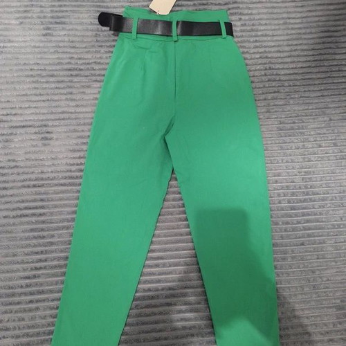 High-Waist Pants with Belt new with tag, bright green