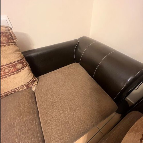 Three-seater corner sofa with leather armchair like new