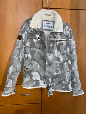 Sherpa military jacket like new, gray and beige, size S