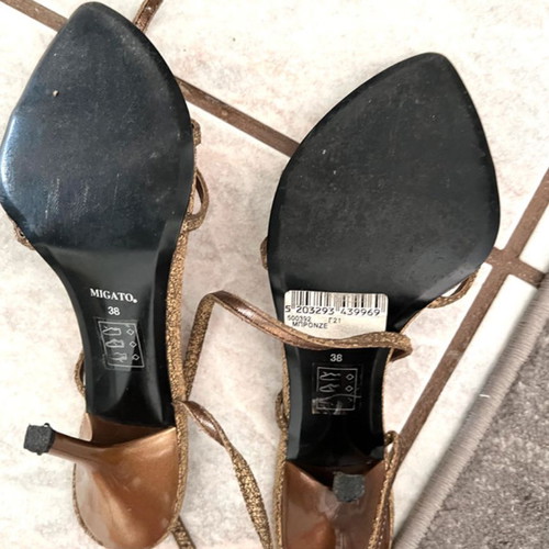 Migato bronze elegant sandals size 38 like new with golden rhinestones