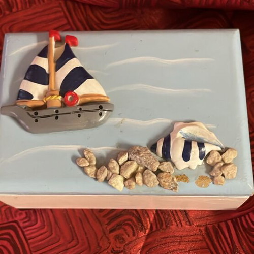Wooden decorative box with boat new