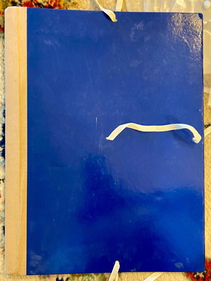 Hard file folders used, pack of 2, blue cardboard with ribbon