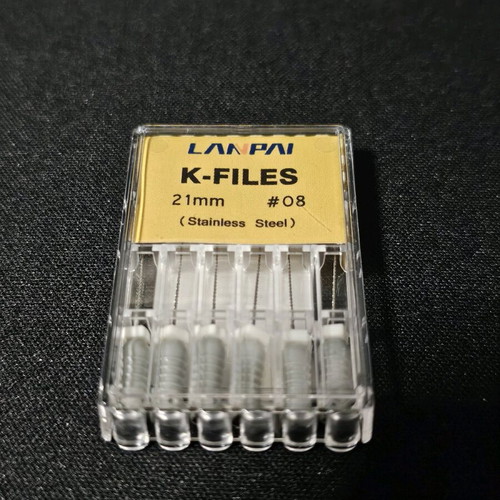 K-Files dental hand files 21mm #08 new, set of 6 pieces