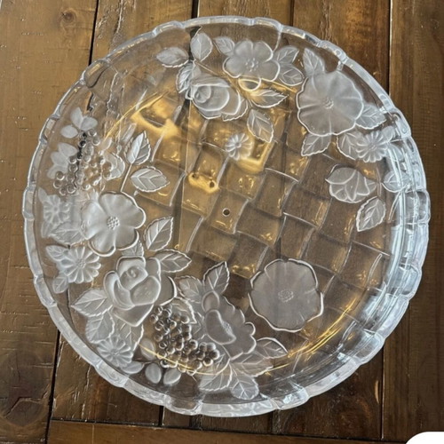 Napoli vintage frosted real crystal serving platter with 4 matching plates