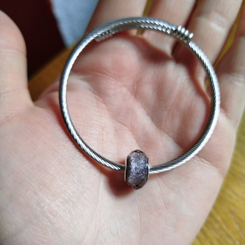 Steel bracelet new dark gray with internal glitter