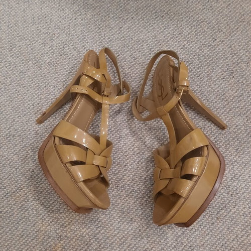 YSL Saint Laurent Tribute patent leather sandals used, size 41