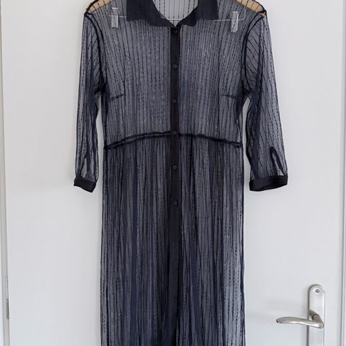 Sheer dress Regalinas one size blue like new with buttons and ruffles