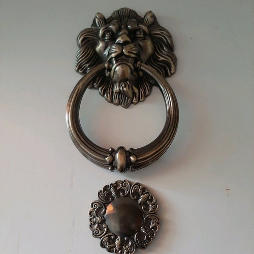 Vintage metal door knocker with lion head new