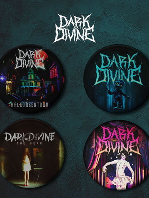 Dark Divine set of 4 large pins 3cm new