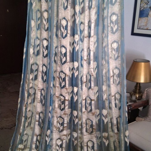 Curtain like new thin organza with embossed flowers 2.32x3.00
