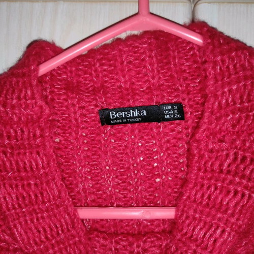 Knit used red wide-line sweater