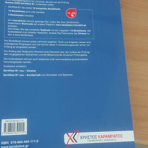 Zertifikat B1 German Language Book new with 15 tests and online code
