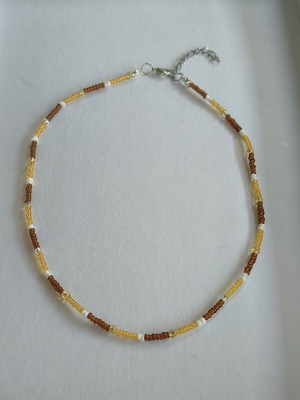 Handmade necklace in brown and gold tones, new