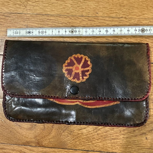 Vintage leather wallet set used