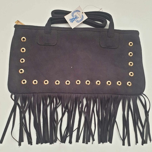 Shoulder bag brown chocolate with fringes and studs new