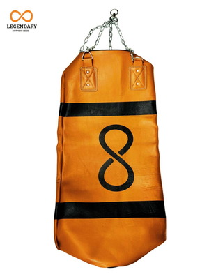 Legendary boxing training bag 113cm brown leather new with chains