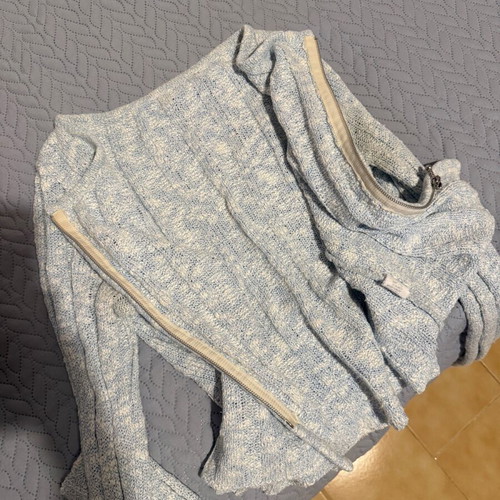 Blue cotton cardigan used with white details, size small