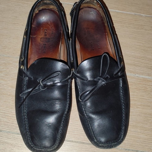 Car Shoe black leather driving moccasins used, size 43