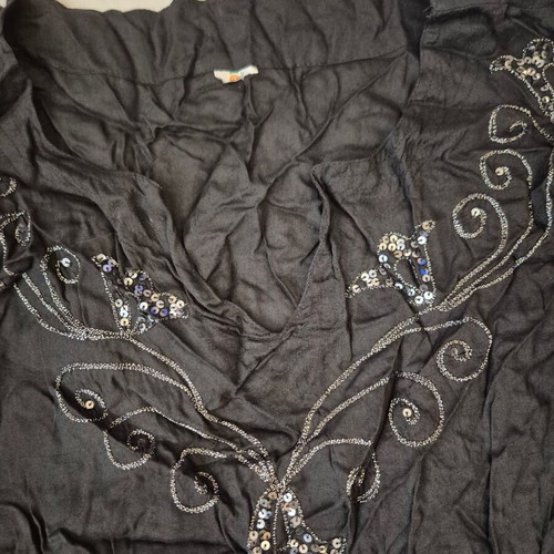 Indian blouse 4XL like new, black and silver, long sleeve