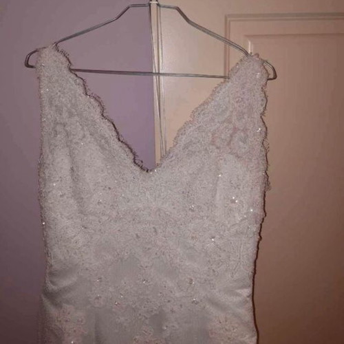 Pronovias mermaid wedding dress, white lace, long
