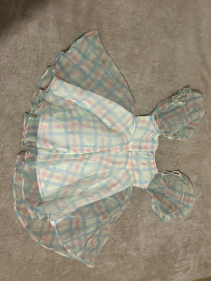 Shein pastel check dress with puff sleeves, size M