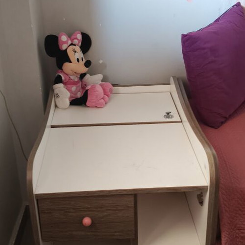 Children's bed and bedside table set with drawers