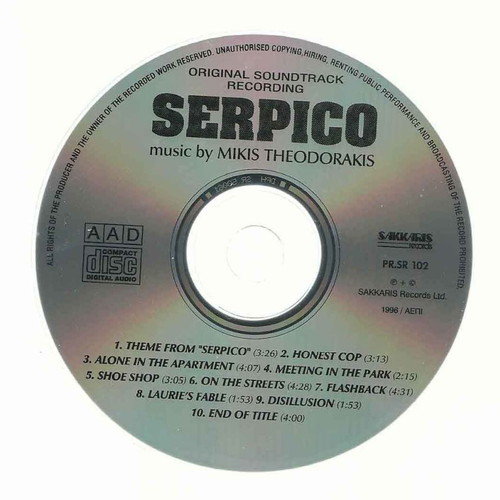 Serpico CD μεταχειρισμένο, Mikis Theodorakis, γνήσιο σάουντρακ ταινίας