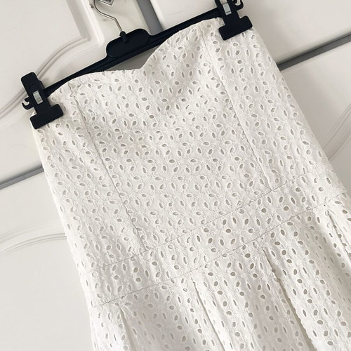Kiabi White Strapless Dress Broderie Anglaise Size S Like New