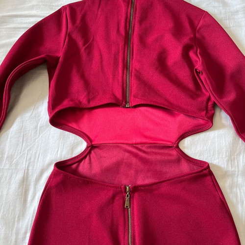 Bordeaux midi dress like new with waist cutout