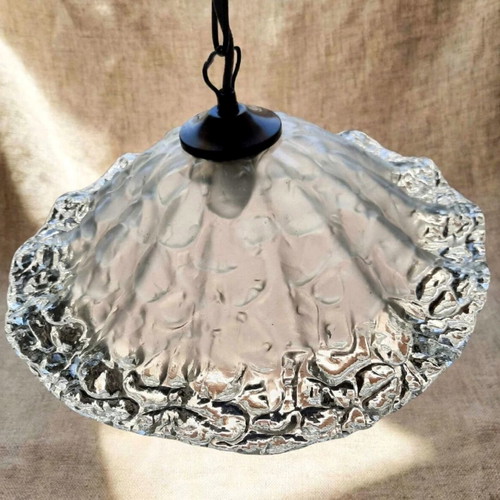 Murano Ice Glass Vintage Ceiling Light 38cm Mazzega 1970s