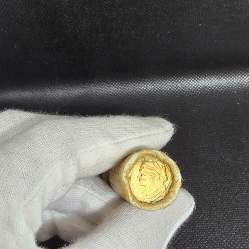 50 Lepta 1976 coin roll with 50 uncirculated coins