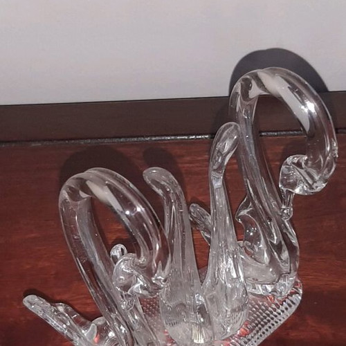 Napkin holder used, crystal swan-shaped